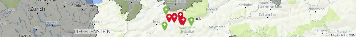 Kartenansicht für Apotheken-Notdienste in der Nähe von Oberhofen im Inntal (Innsbruck  (Land), Tirol)